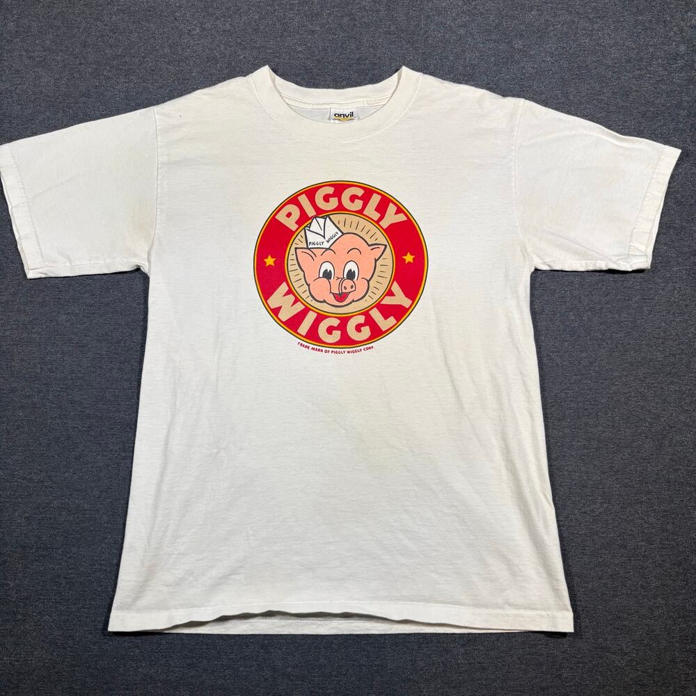 Vintage Anvil Tag Piggly Wiggly tee or baby tee style shirt size S Made in Usa